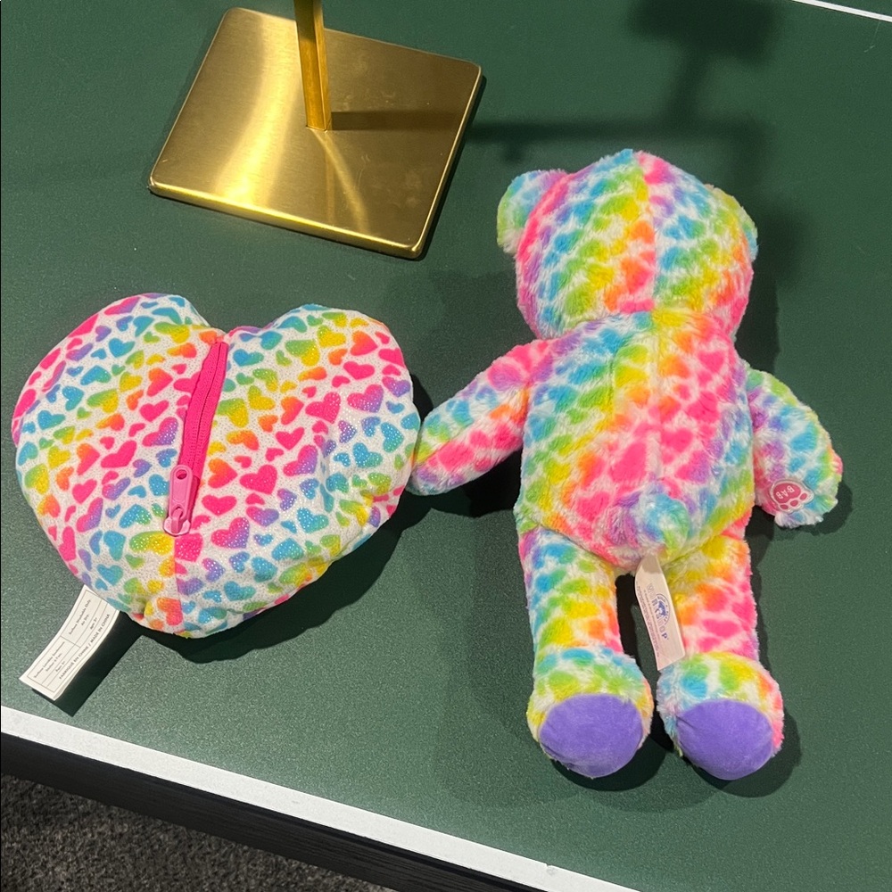 Build-A-Bear Colorful Teddy Bear and heart plush. - Picture 5 of 5